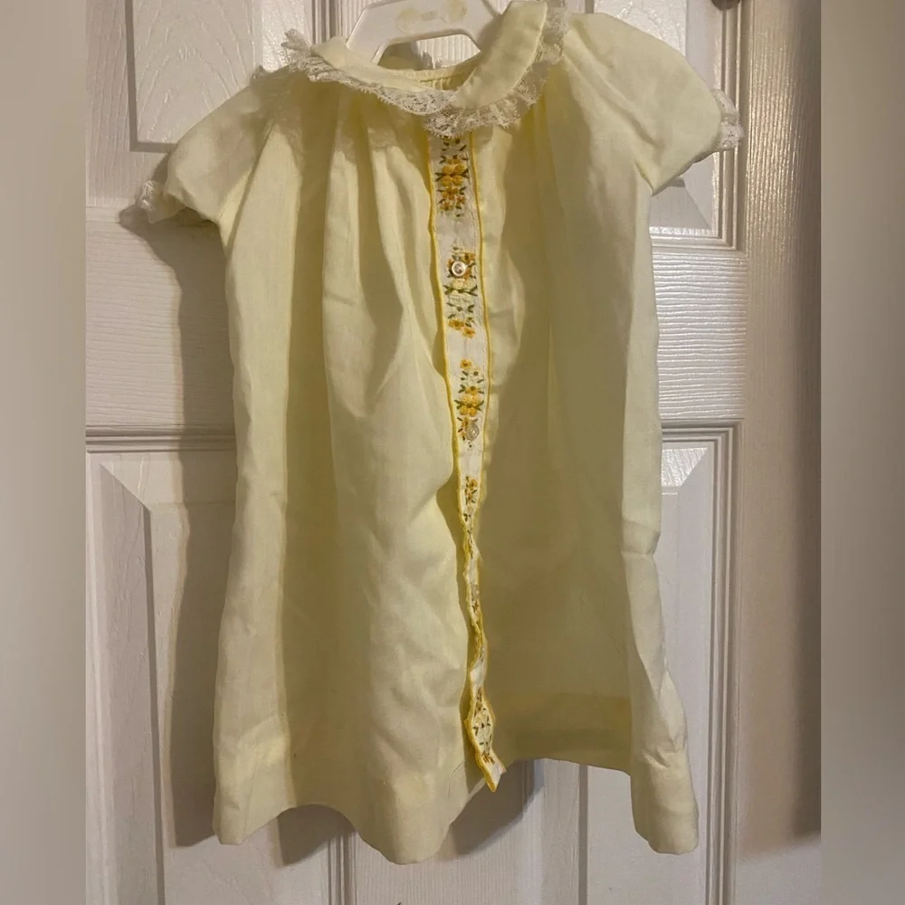 Vintage Embroidered Dress - Size 0/3 Months